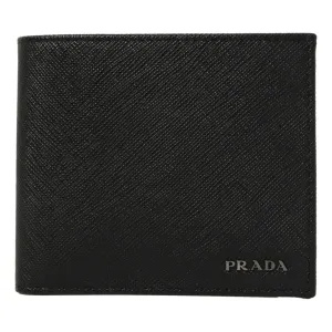 Prada Men's Nero Black Saffiano Leather Logo Billfold Bifold Wallet