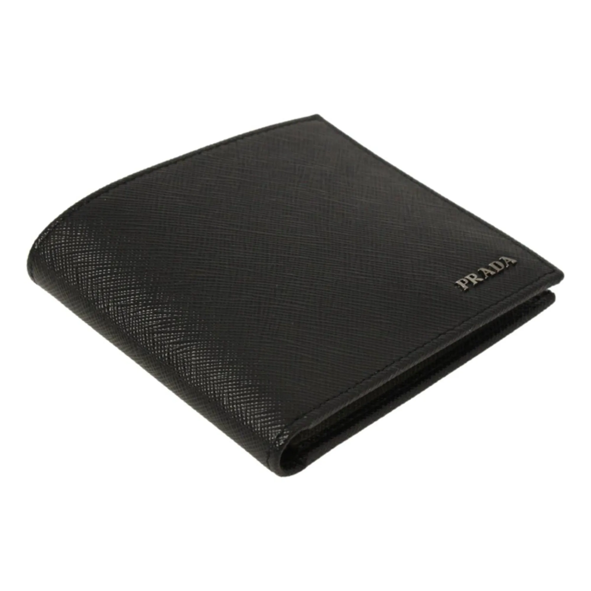 Prada Men's Nero Black Saffiano Leather Logo Billfold Bifold Wallet