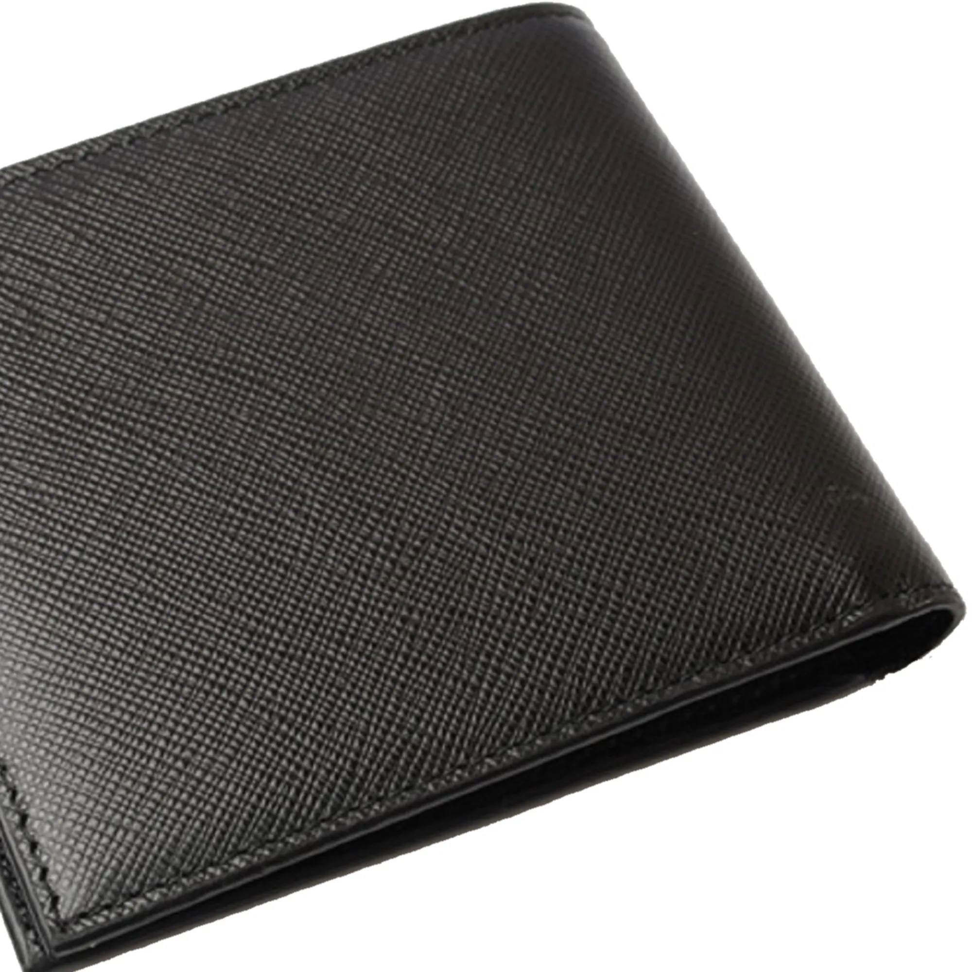 Prada Men's Nero Black Saffiano Leather Logo Billfold Bifold Wallet