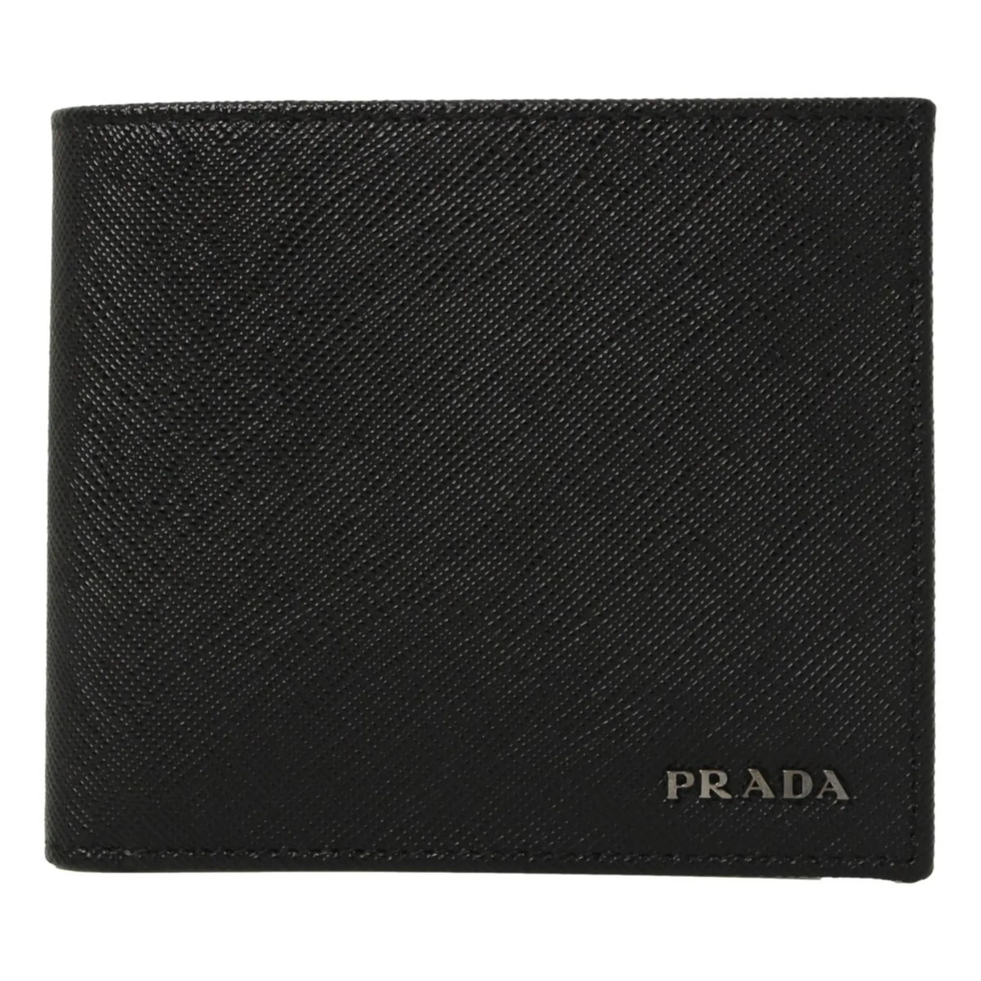 Prada Men's Nero Black Saffiano Leather Logo Billfold Bifold Wallet