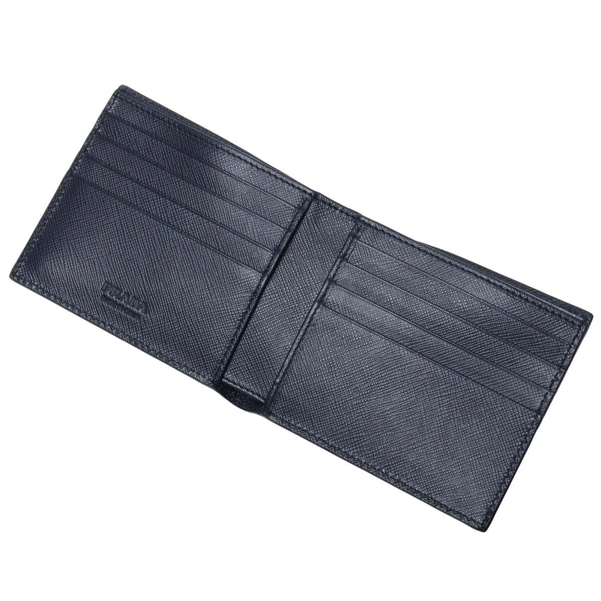 Prada Men's Nero Black Saffiano Leather Logo Billfold Bifold Wallet