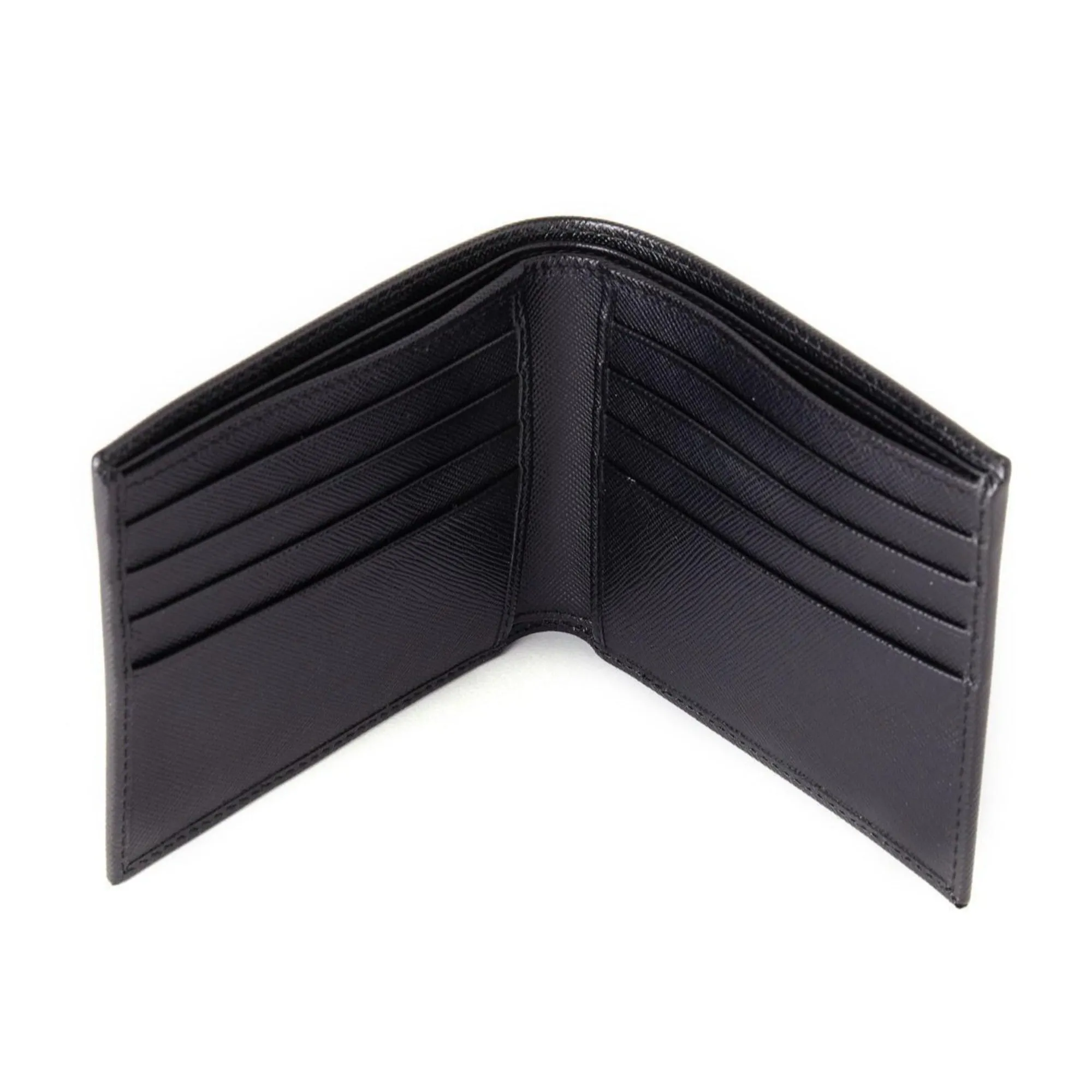 Prada Men's Nero Black Saffiano Leather Logo Billfold Bifold Wallet