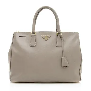 Prada Saffiano Leather Lux Double-Zip Medium Tote (SHF-12527)