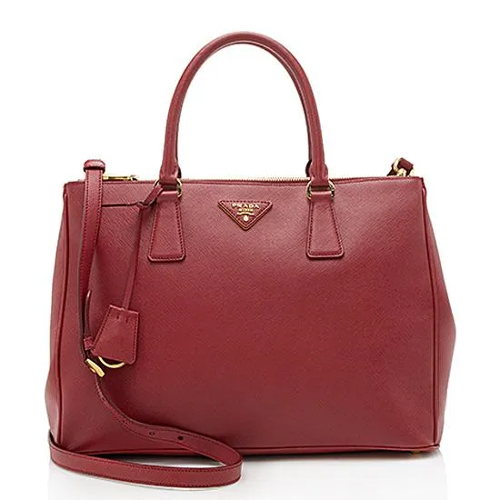 Prada Saffiano Leather Lux Double-Zip Medium Tote