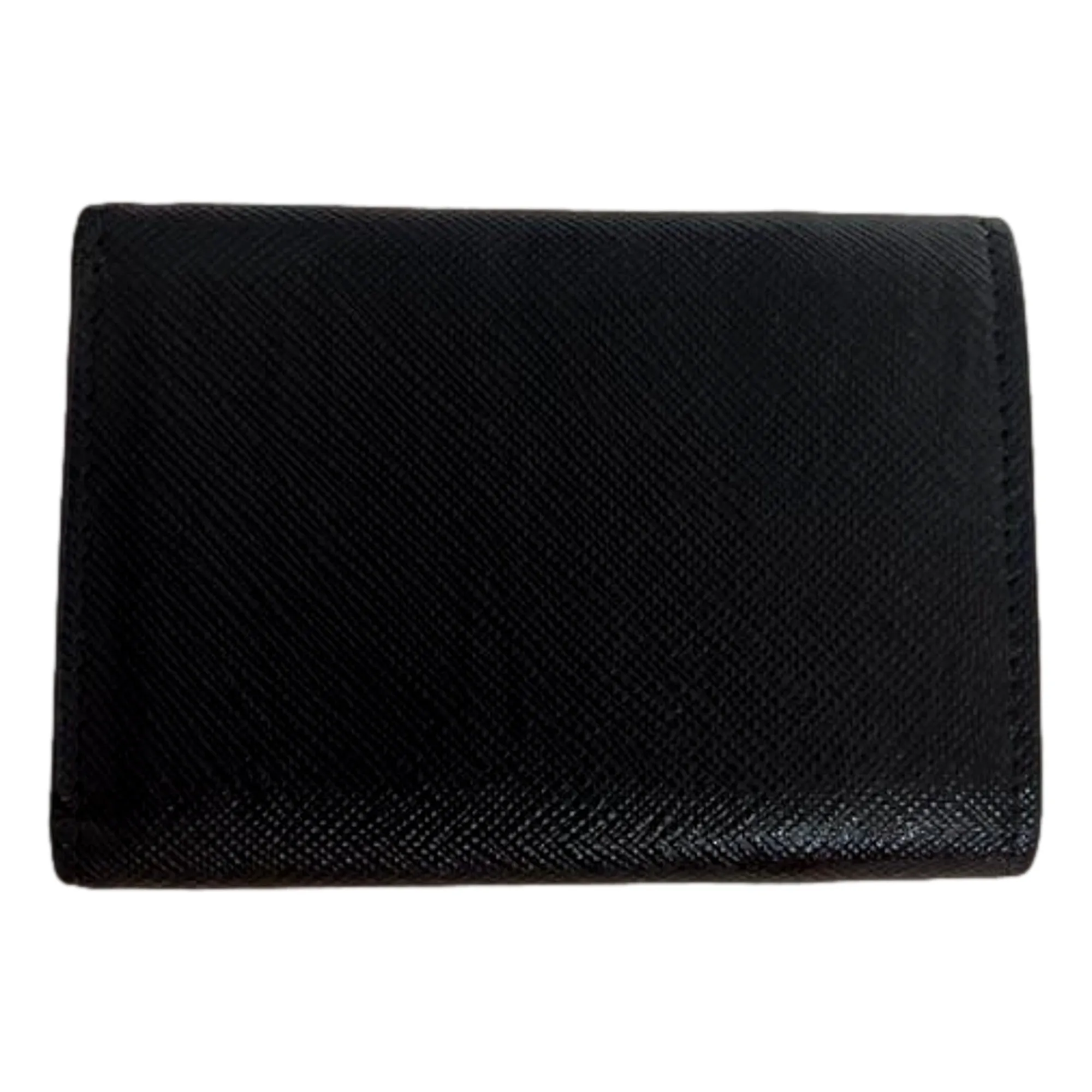 Prada Saffiano Metal Tri-Fold Envelope Card Holder Wallet Nero Black and Pink