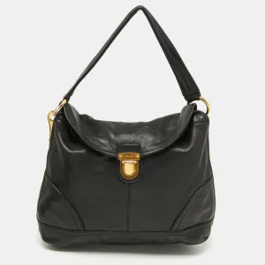 Prada  Soft Leather Pushlock Flap Hobo