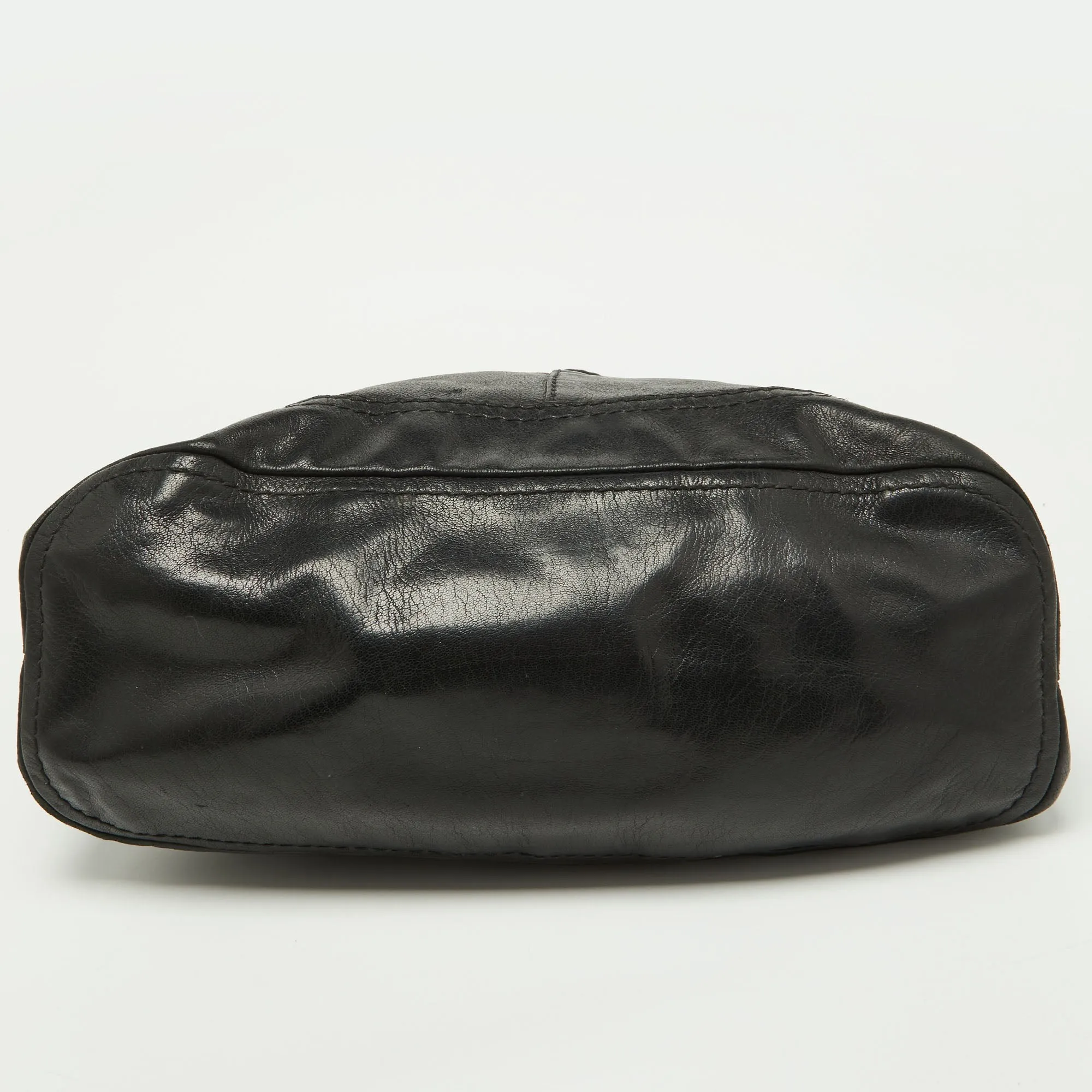 Prada  Soft Leather Pushlock Flap Hobo