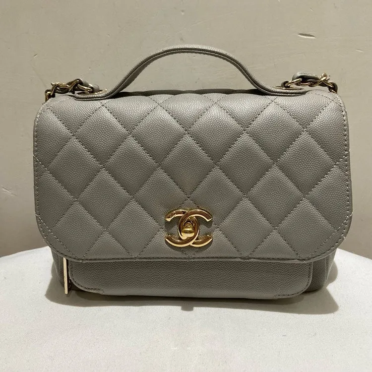 Preloved Chanel Affinity Medium Gray Caviar Leather Shoulder Bag