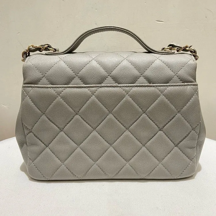 Preloved Chanel Affinity Medium Gray Caviar Leather Shoulder Bag