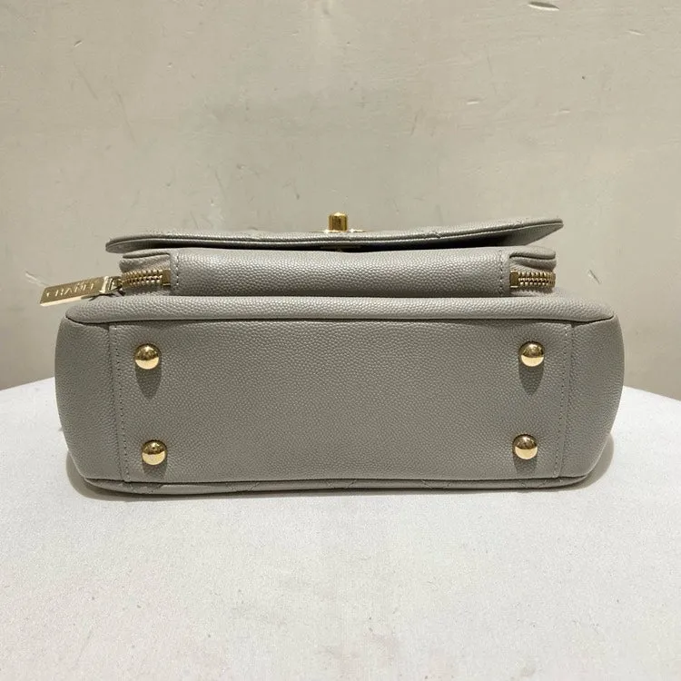 Preloved Chanel Affinity Medium Gray Caviar Leather Shoulder Bag