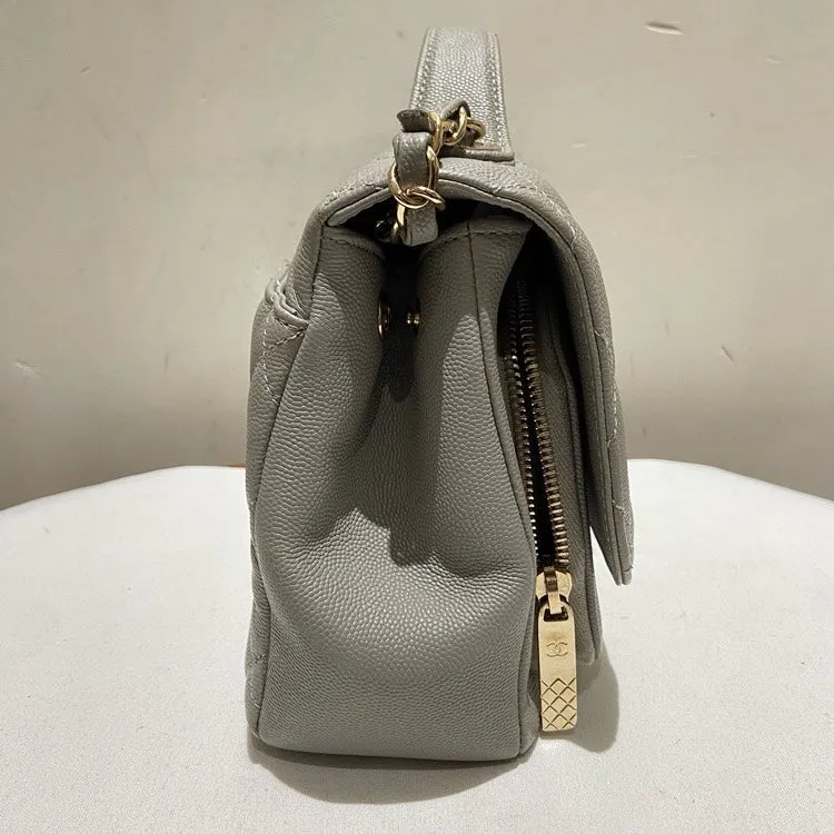 Preloved Chanel Affinity Medium Gray Caviar Leather Shoulder Bag
