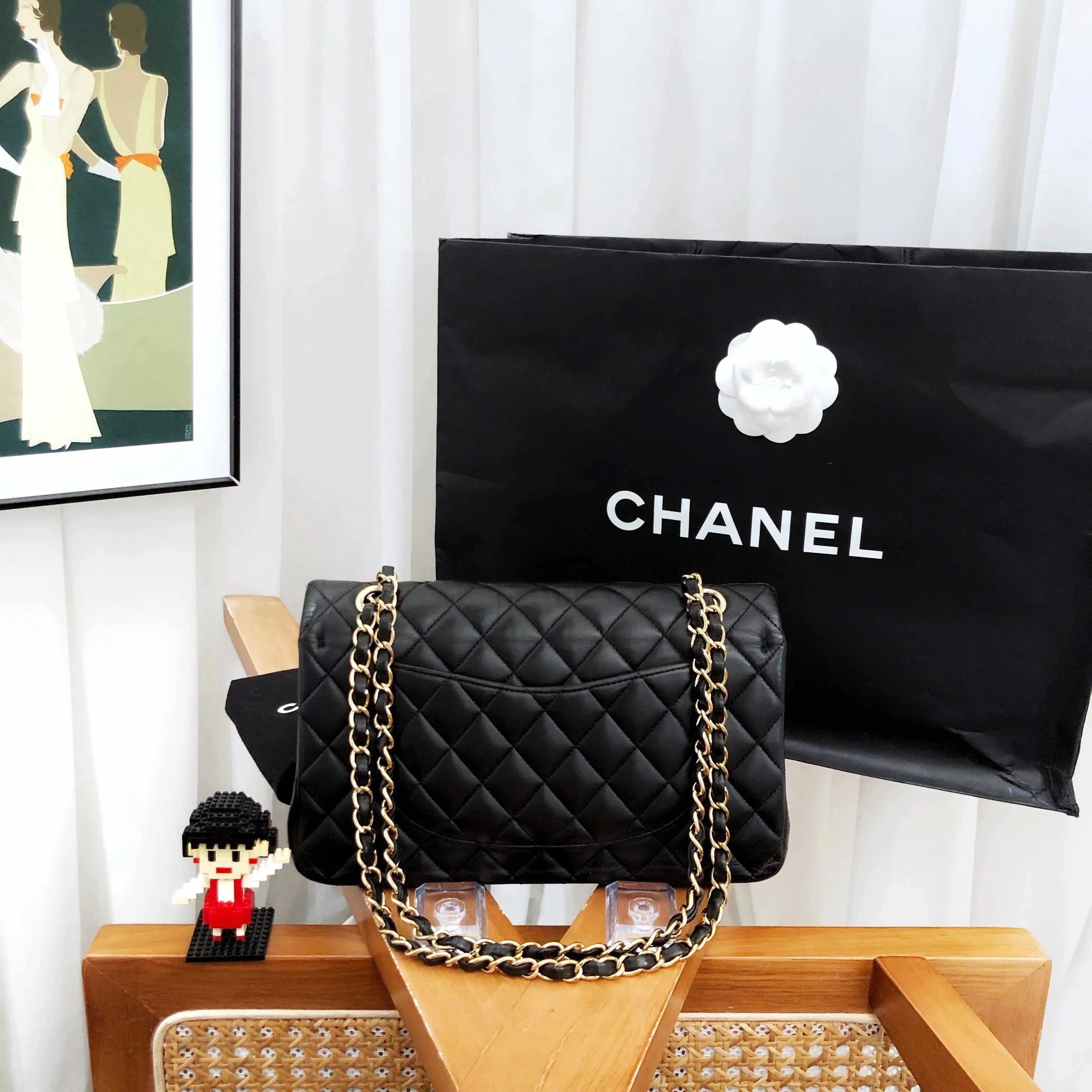 Preloved Chanel CF Black Quilted Leather Shoulder Bag
