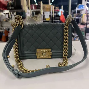 Preloved Chanel Le Boy Calfskin Shoulder Bag in Teal