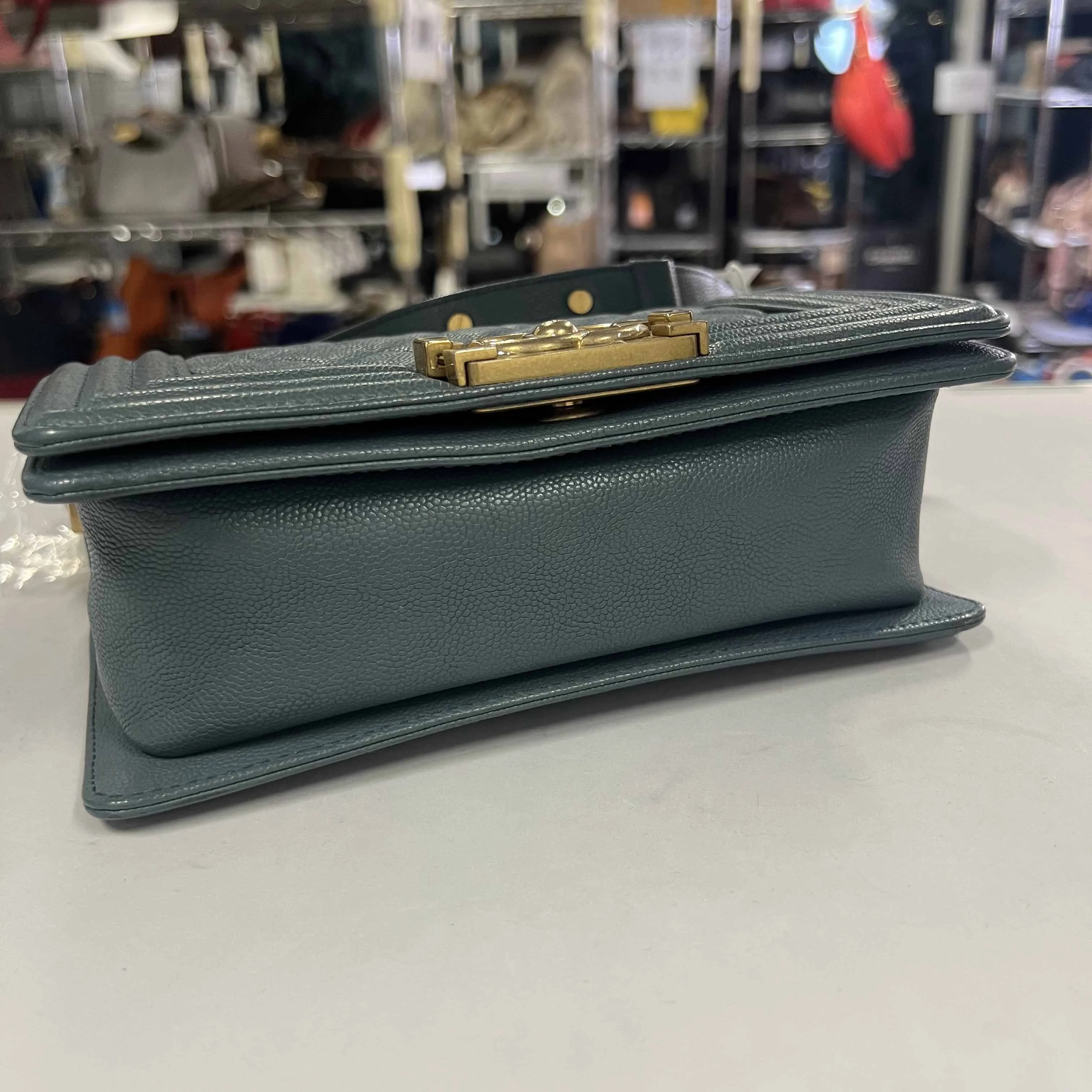 Preloved Chanel Le Boy Calfskin Shoulder Bag in Teal