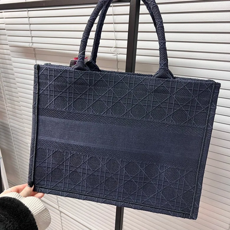 Preloved Dior Canvas Booktote Z2932 - Navy Blue Designer Tote Bag