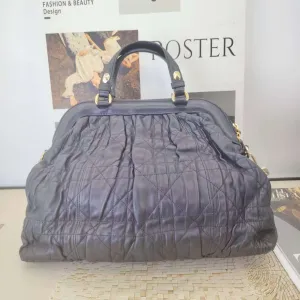 Preloved Dior Two-Way Bag Cannage Style Navy Leather Shoulder Bag