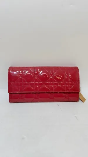 Preloved Dior WOC Lady Dior Red Wallet on Chain