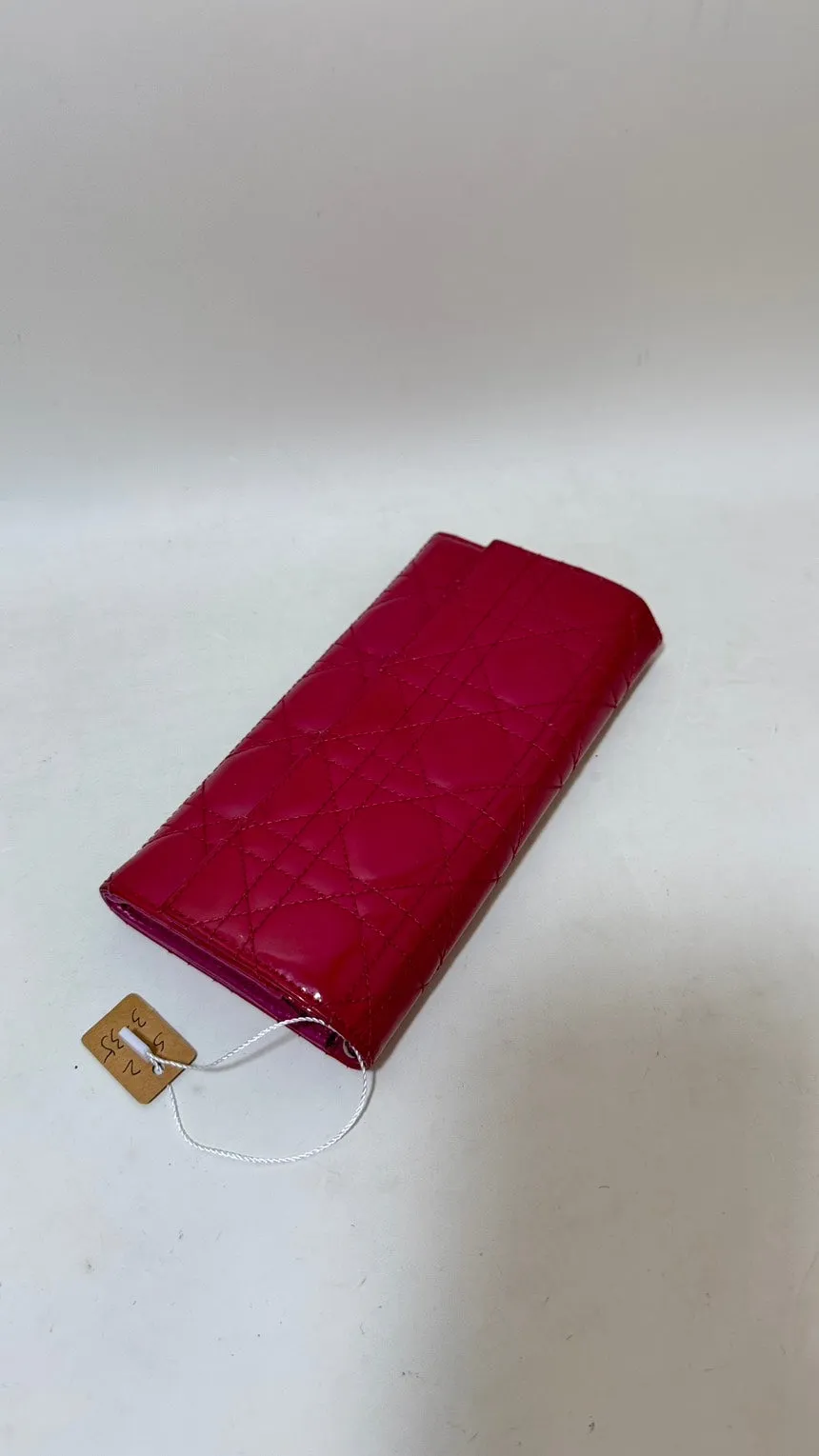 Preloved Dior WOC Lady Dior Red Wallet on Chain