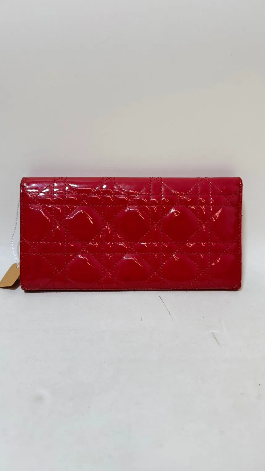 Preloved Dior WOC Lady Dior Red Wallet on Chain