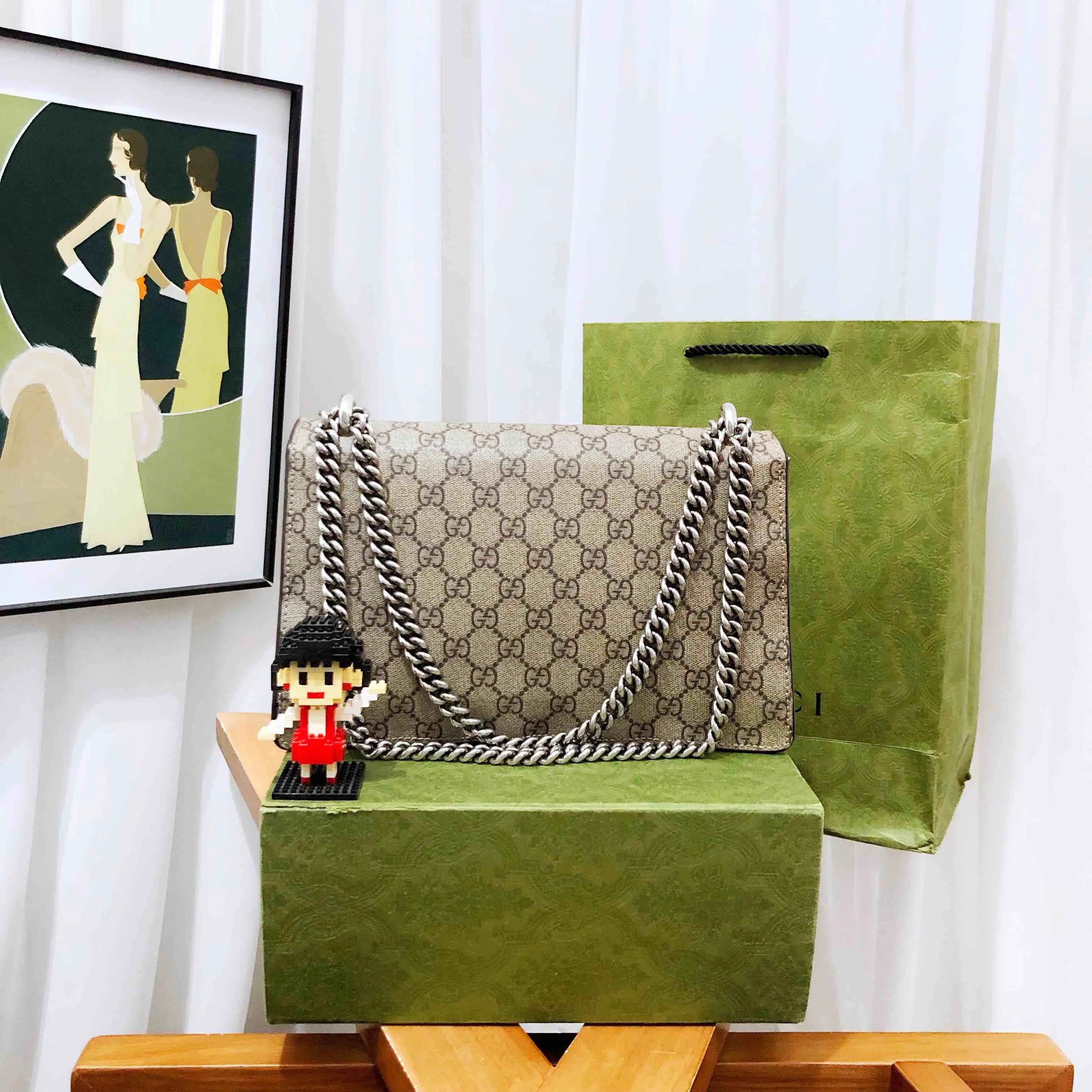 Preloved Gucci Dionysus Medium GG Canvas Shoulder Bag Beige