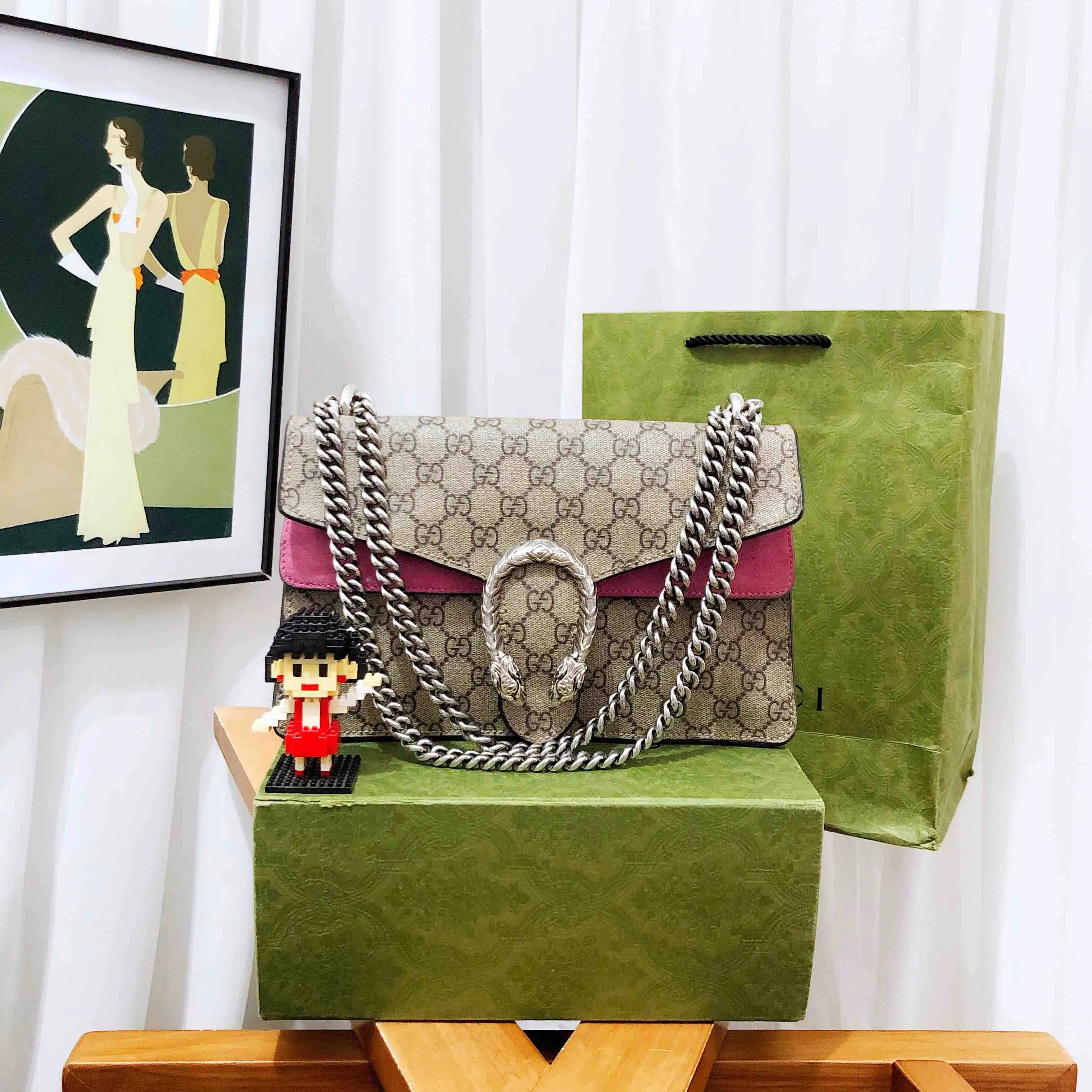Preloved Gucci Dionysus Medium GG Canvas Shoulder Bag Beige