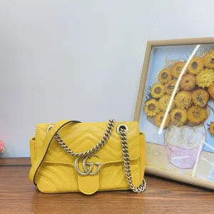 Preloved Gucci GG Marmont Shoulder Bag Yellow Leather Medium