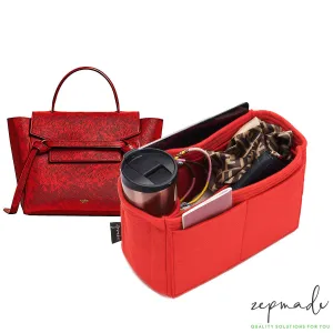 Purse Organizer Insert for Celine Belt Bag, Purse Organizer with Single Bottle Holder and Exterior Pockets