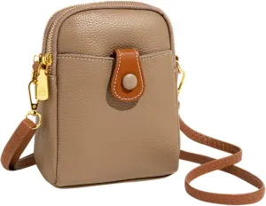Purses for Women Crossbody Anti Theft Lightweight Quilted Leather Handbags for Women Travel Bag with Zipper(Khaki)