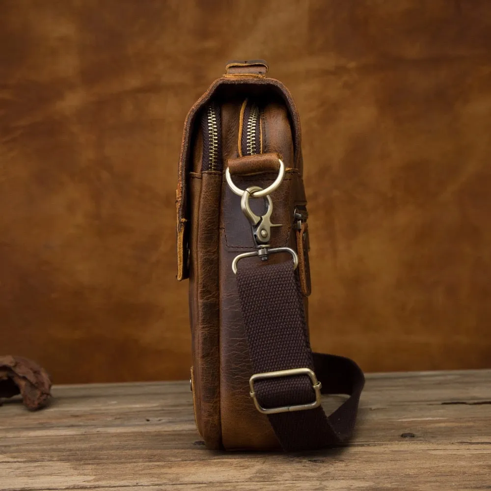 Quality Leather Male Casual Design Shoulder Messenger bag Cowhide Fashion Cross-body Bag
