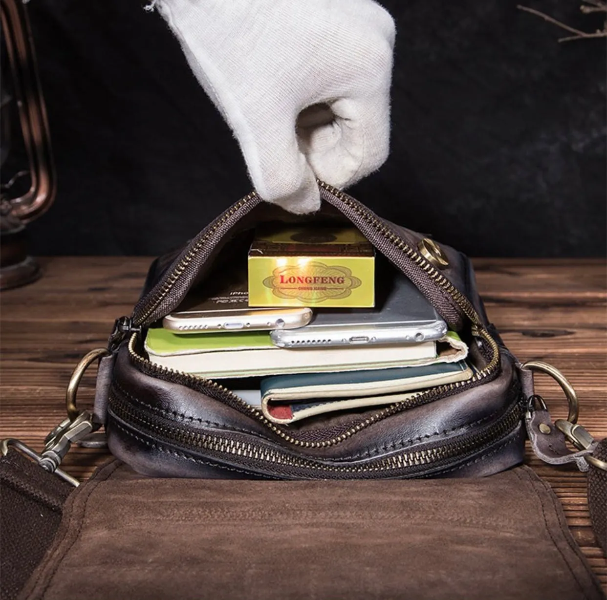 Quality Leather Male Casual Design Shoulder Messenger bag Cowhide Fashion Cross-body Bag