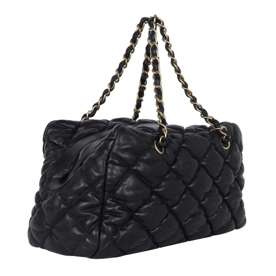 Quilted Calfskin Leather Bubble Shoulder Bag
