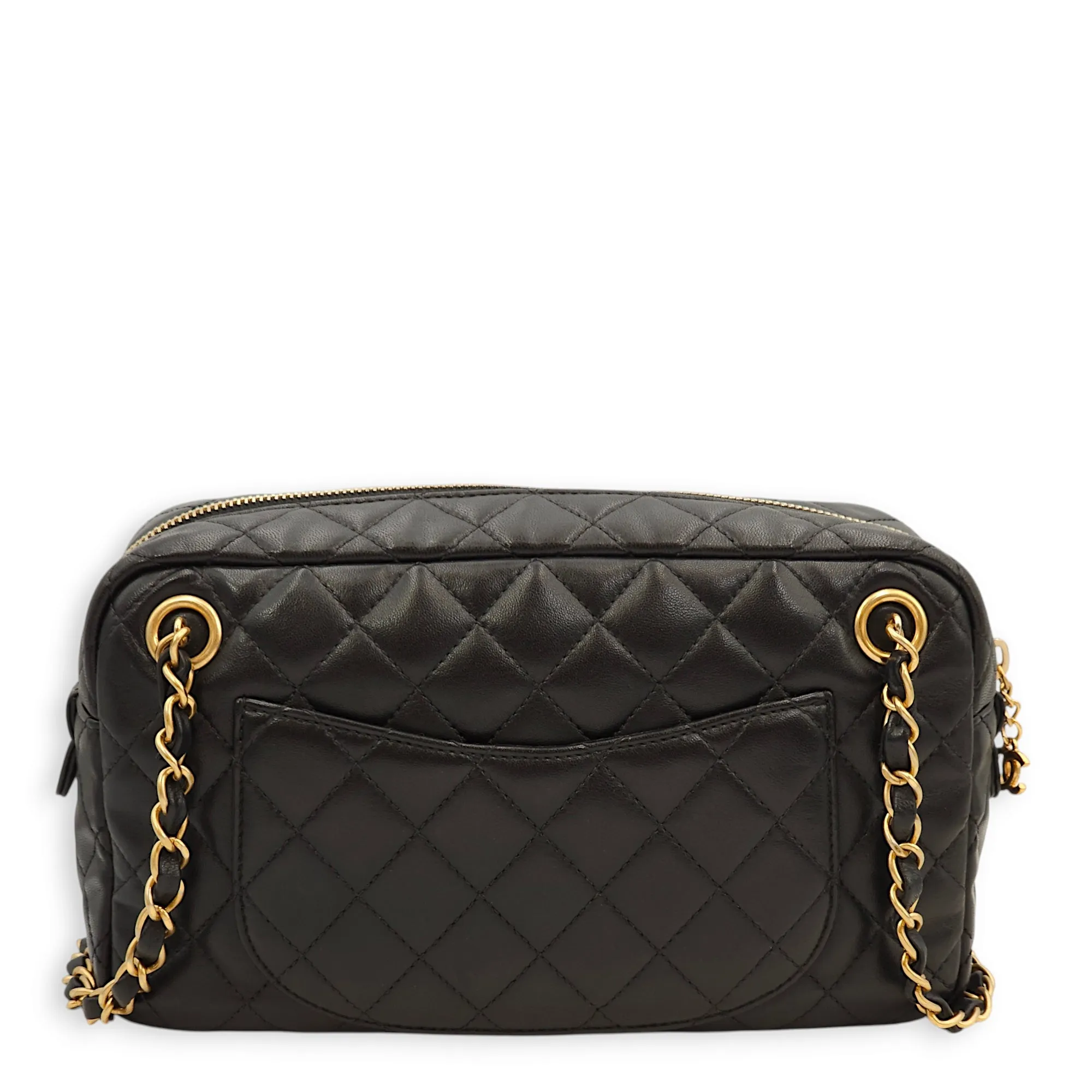 Quilted Girl Jacket Black Shoulder Bag in Lambskin, Gold hardware