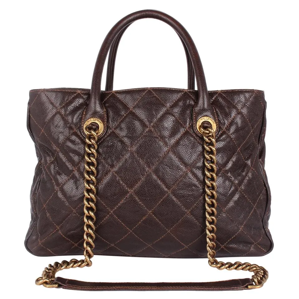 Quilted Glazed Caviar Tote