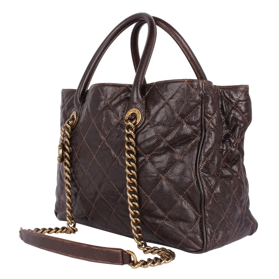 Quilted Glazed Caviar Tote