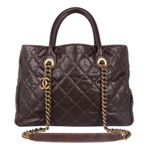 Quilted Glazed Caviar Tote