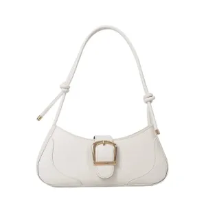 "Martini Time" White Shoulder Bag/ Gold Buckle Detail