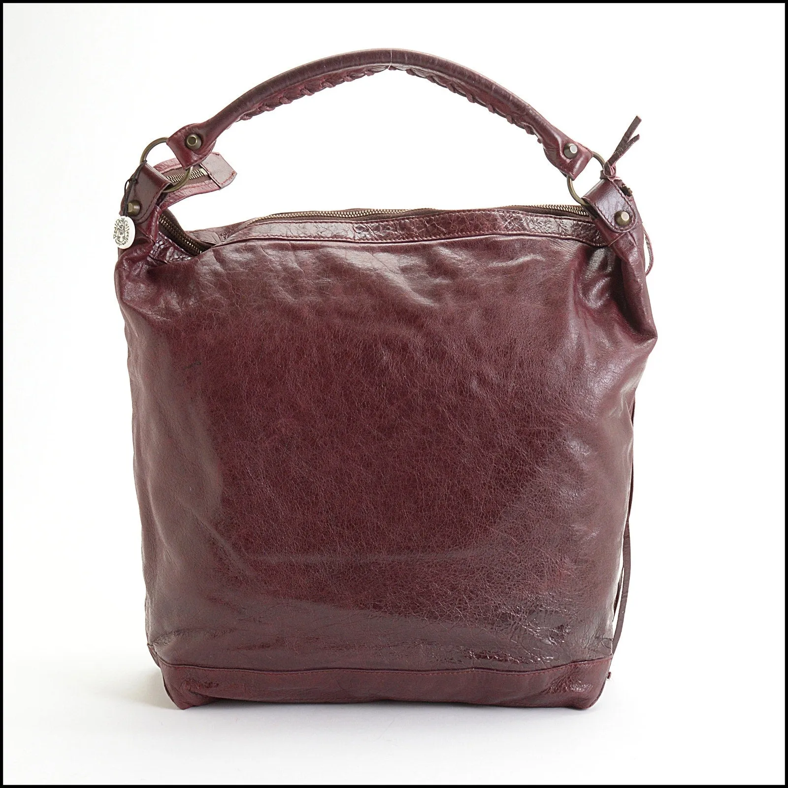 RDC14135 Authentic BALENCIAGA Vintage '05 Bordeaux Chevre Leather Day Hobo Bag