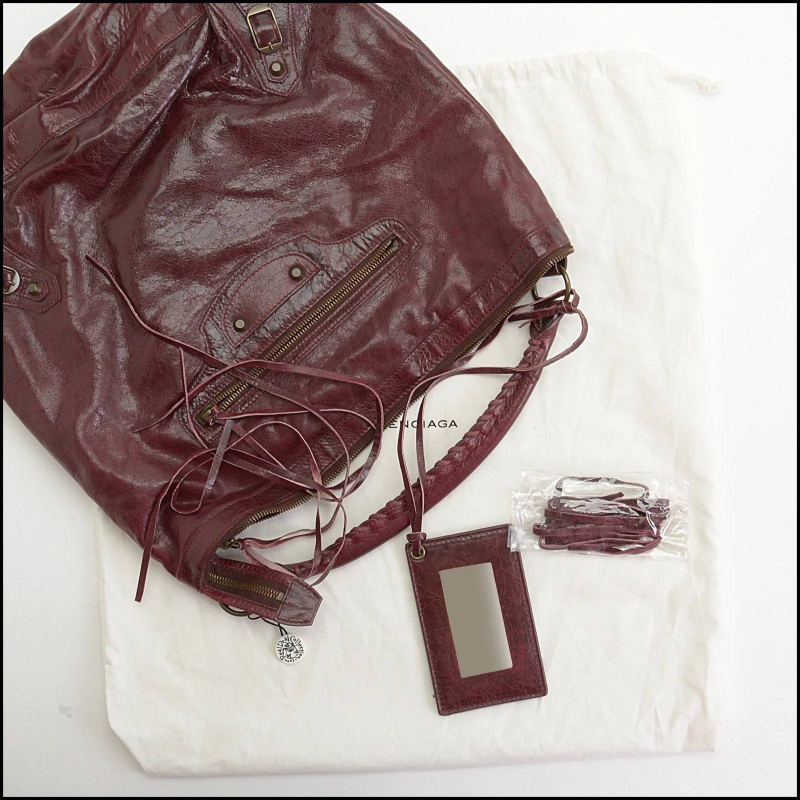RDC14135 Authentic BALENCIAGA Vintage '05 Bordeaux Chevre Leather Day Hobo Bag