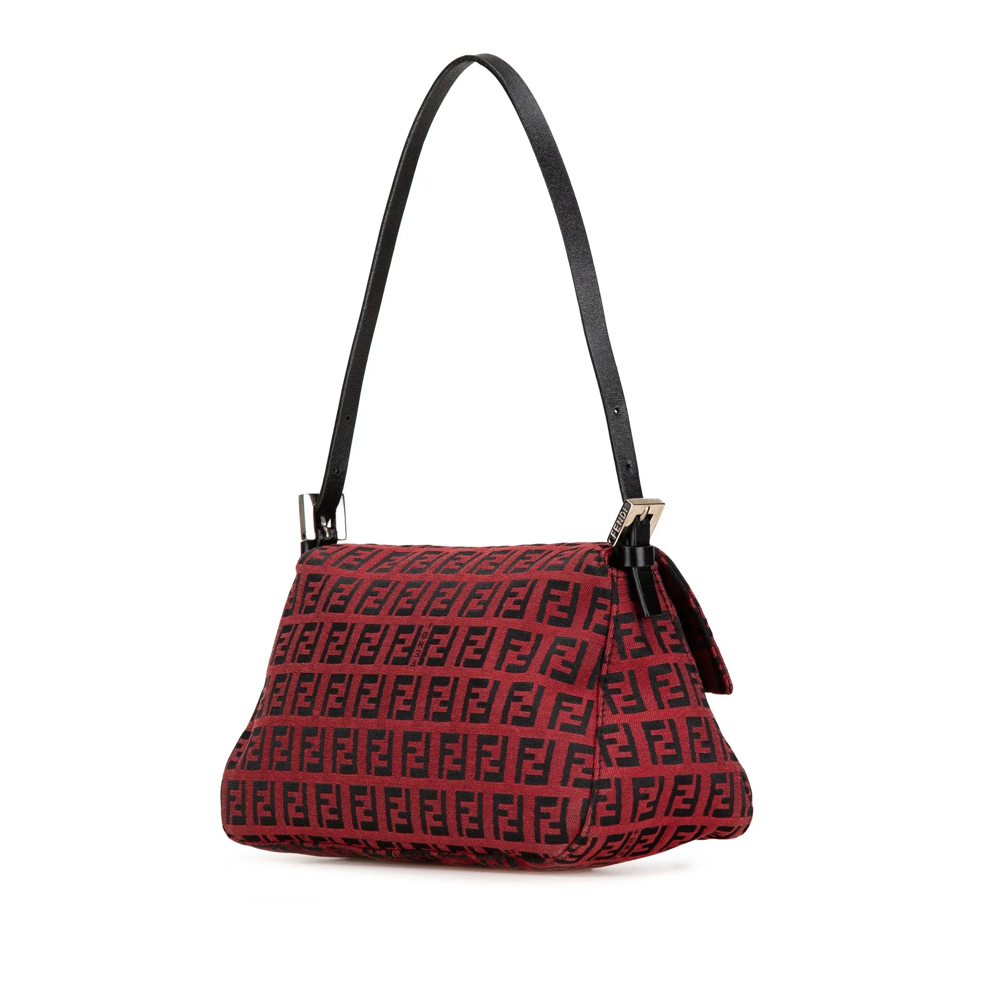 Red Fendi Mini Zucchino Canvas Baguette Shoulder Bag