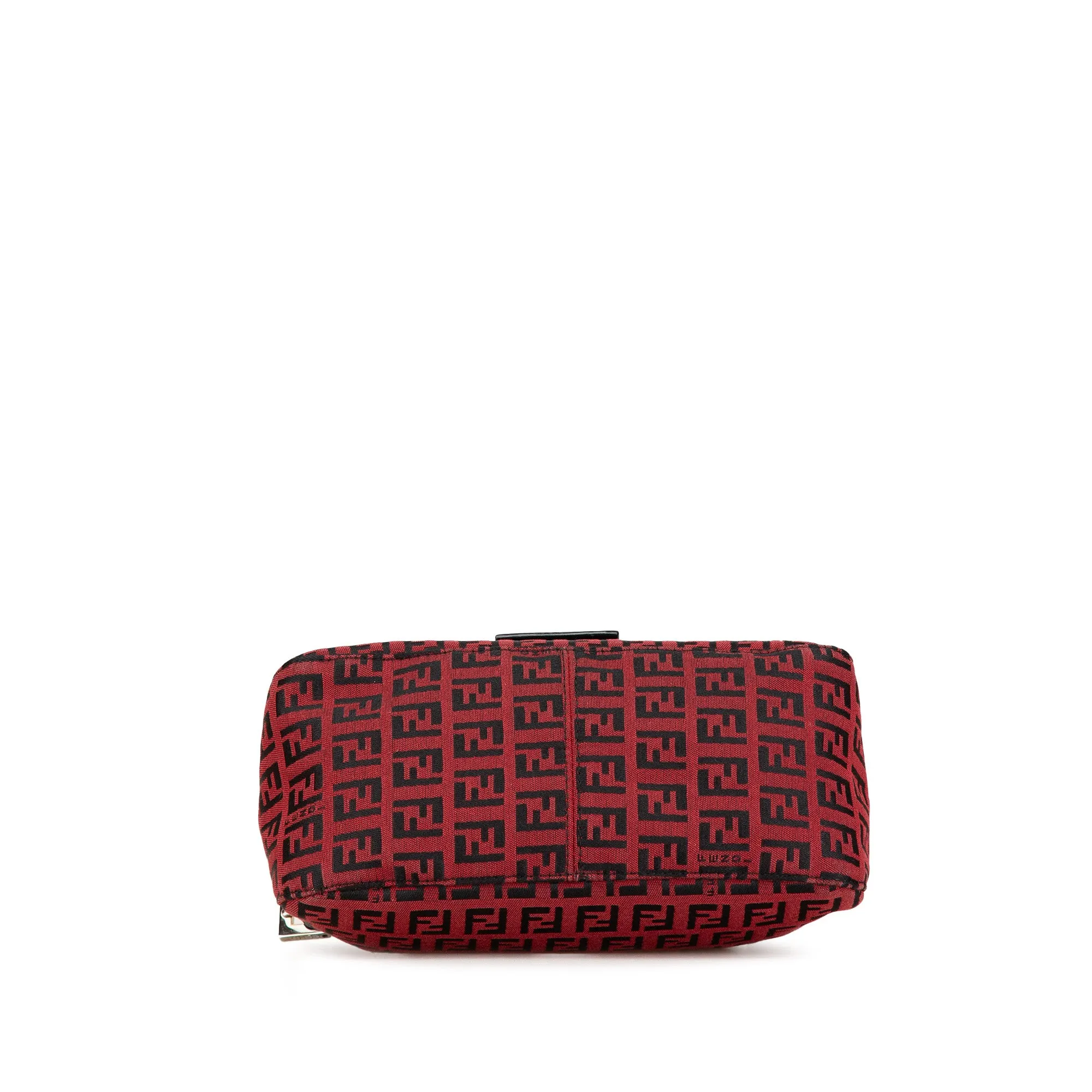 Red Fendi Mini Zucchino Canvas Baguette Shoulder Bag