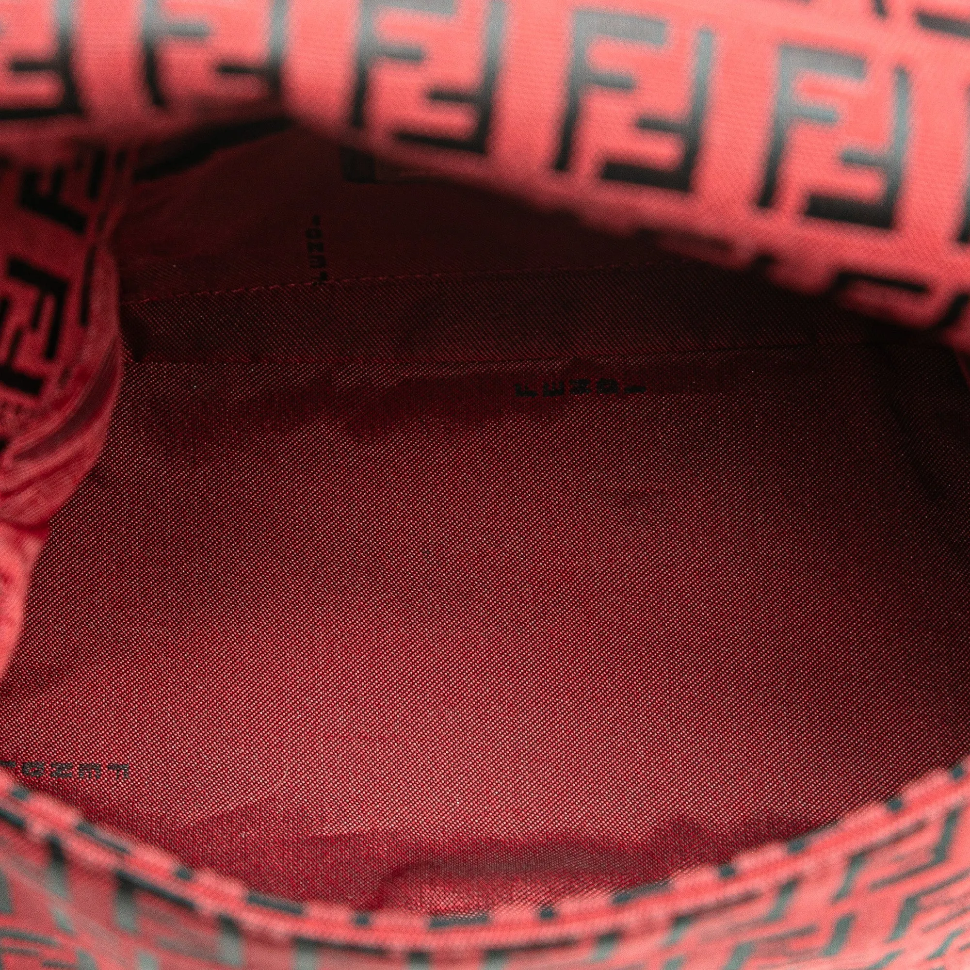 Red Fendi Mini Zucchino Canvas Baguette Shoulder Bag