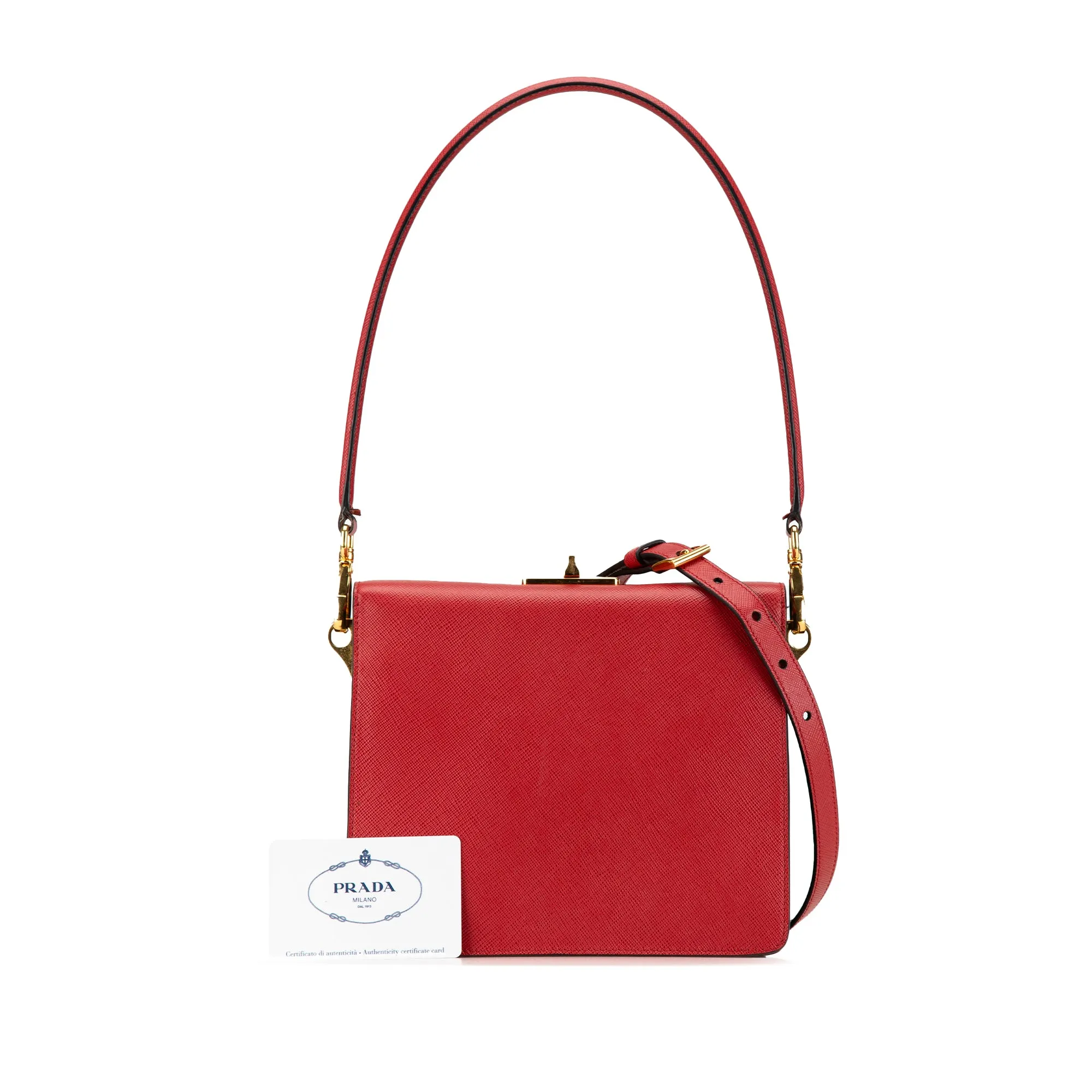 Red Prada Saffiano Begonia Satchel
