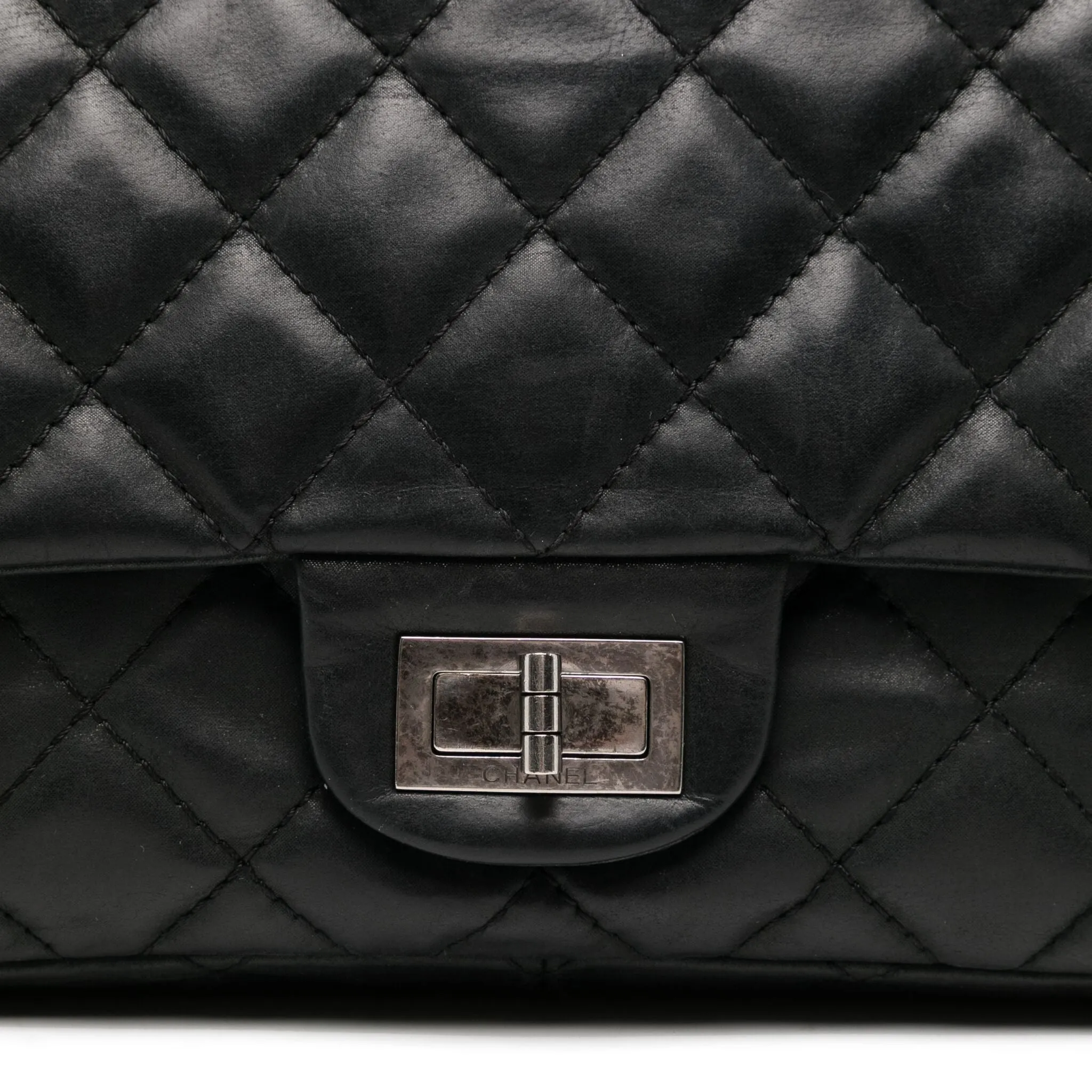Reissue 2.55 Black Quilted Double Flap Bag