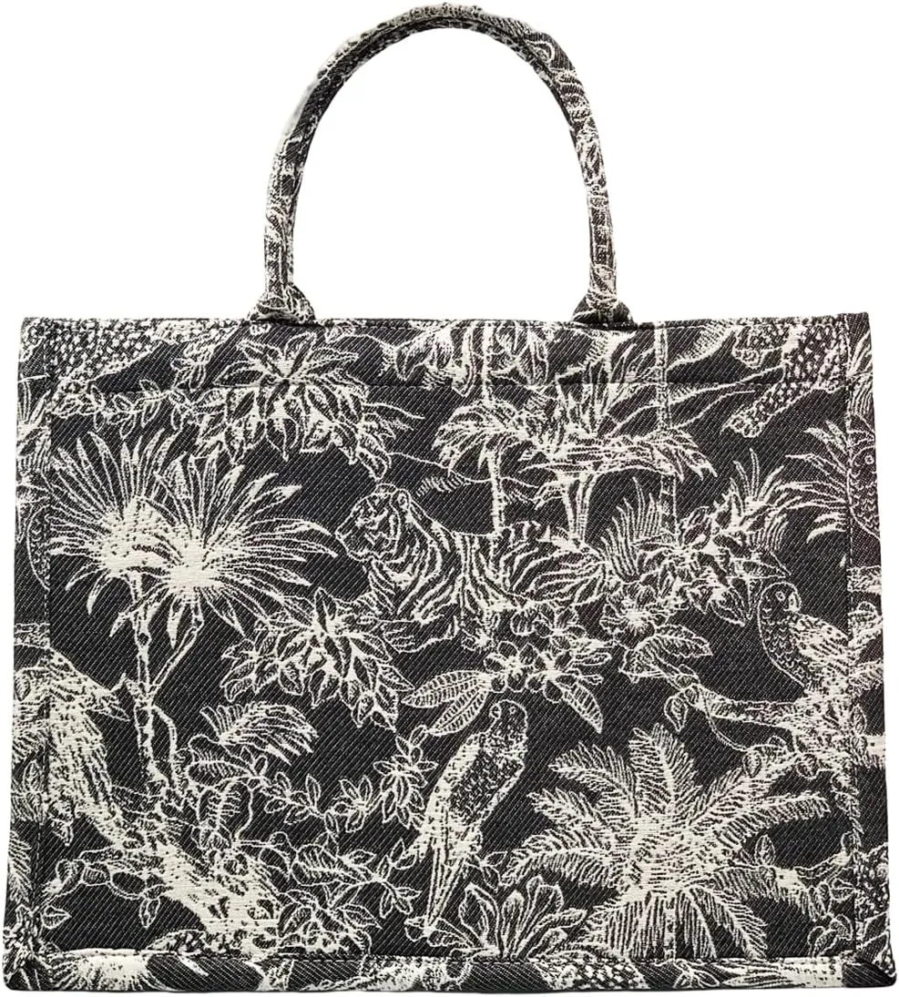 Retro Embroidery Jacquard Handbag Luxury Large Capacity Tote Bags Cotton Linen Bag for Women