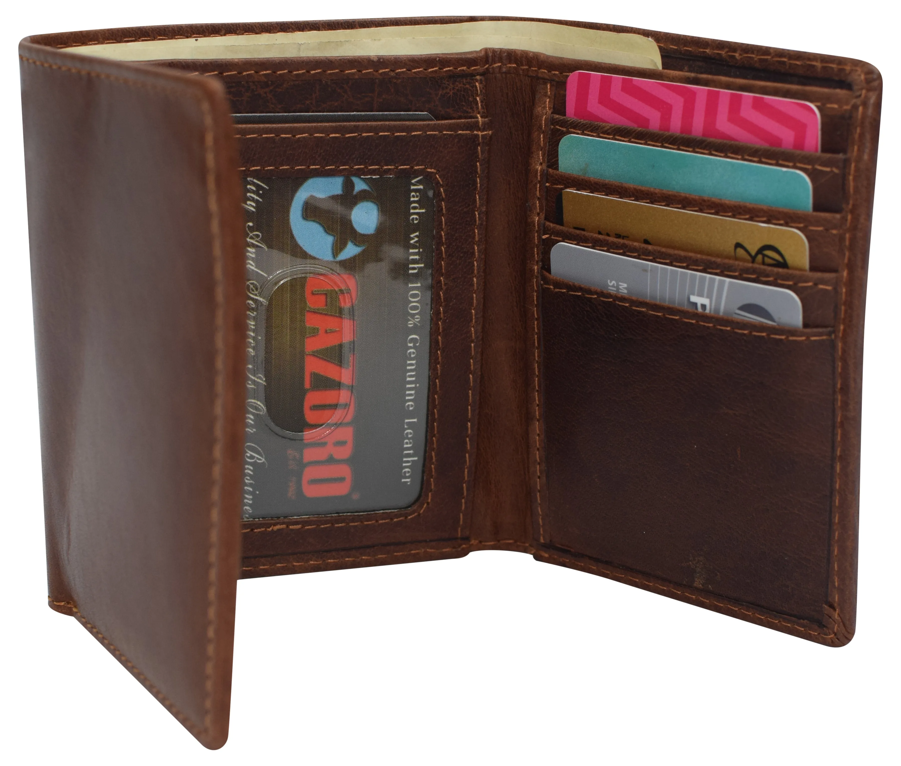 RFID0055BF Real Buffalo Leather Wallets for Men - RFID Blocking Slim Trifold Wallet with Card Slots