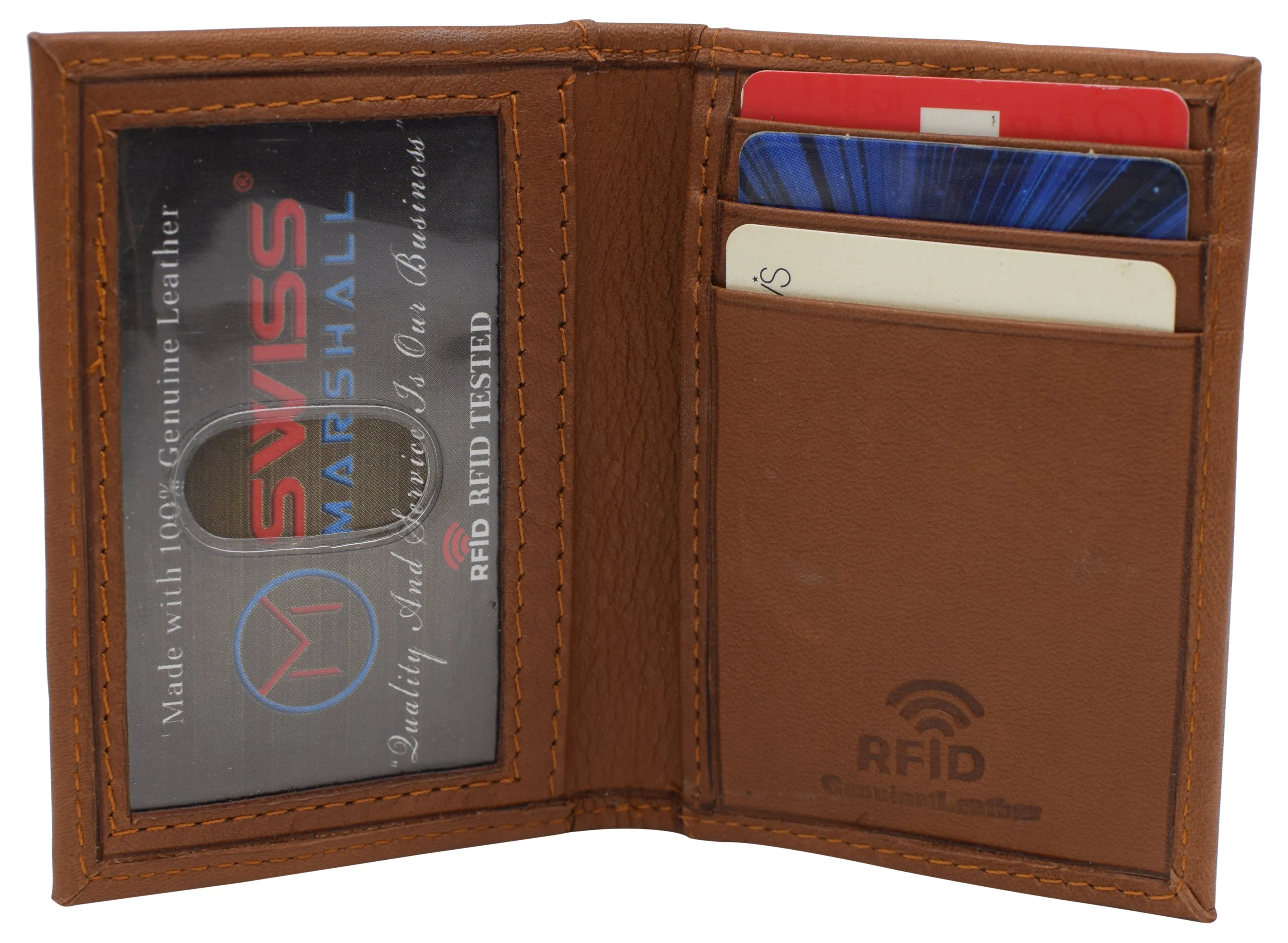 RFID510027 RFID Blocking Slim Card Wallet Bifold Card Case Genuine Leather Front Pocket Wallet Minimalist Credit Card Holder