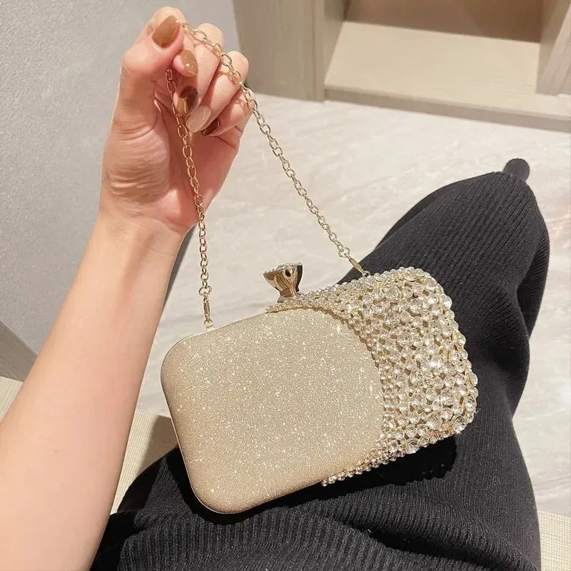 Rhinestone Embellished Formal Evening Clutch Purse Bag for Women