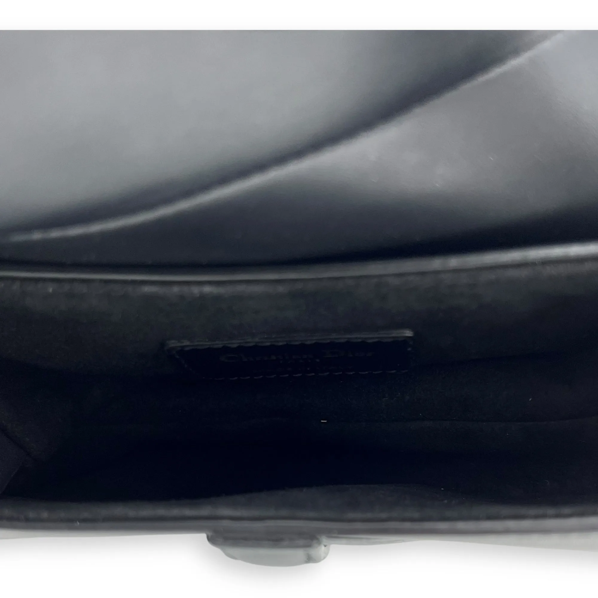 Saddle Mini Black Shoulder Bag in Calfskin, Gold hardware