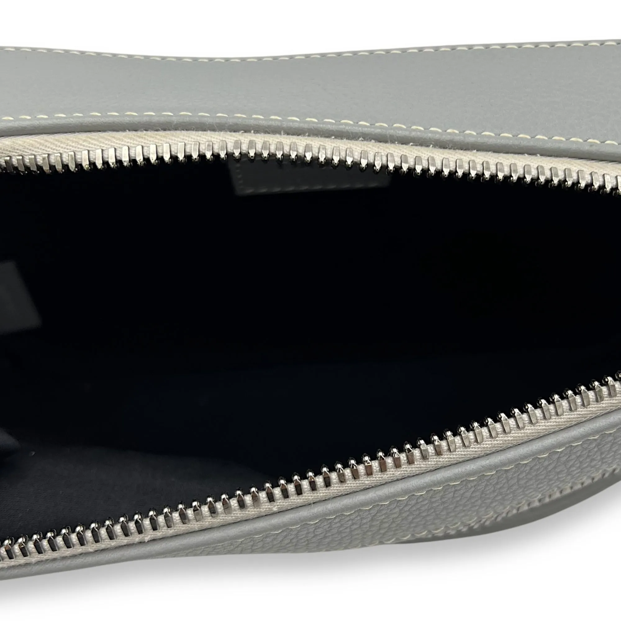 Safari Grey Messenger bag in Calfskin, Silver hardware