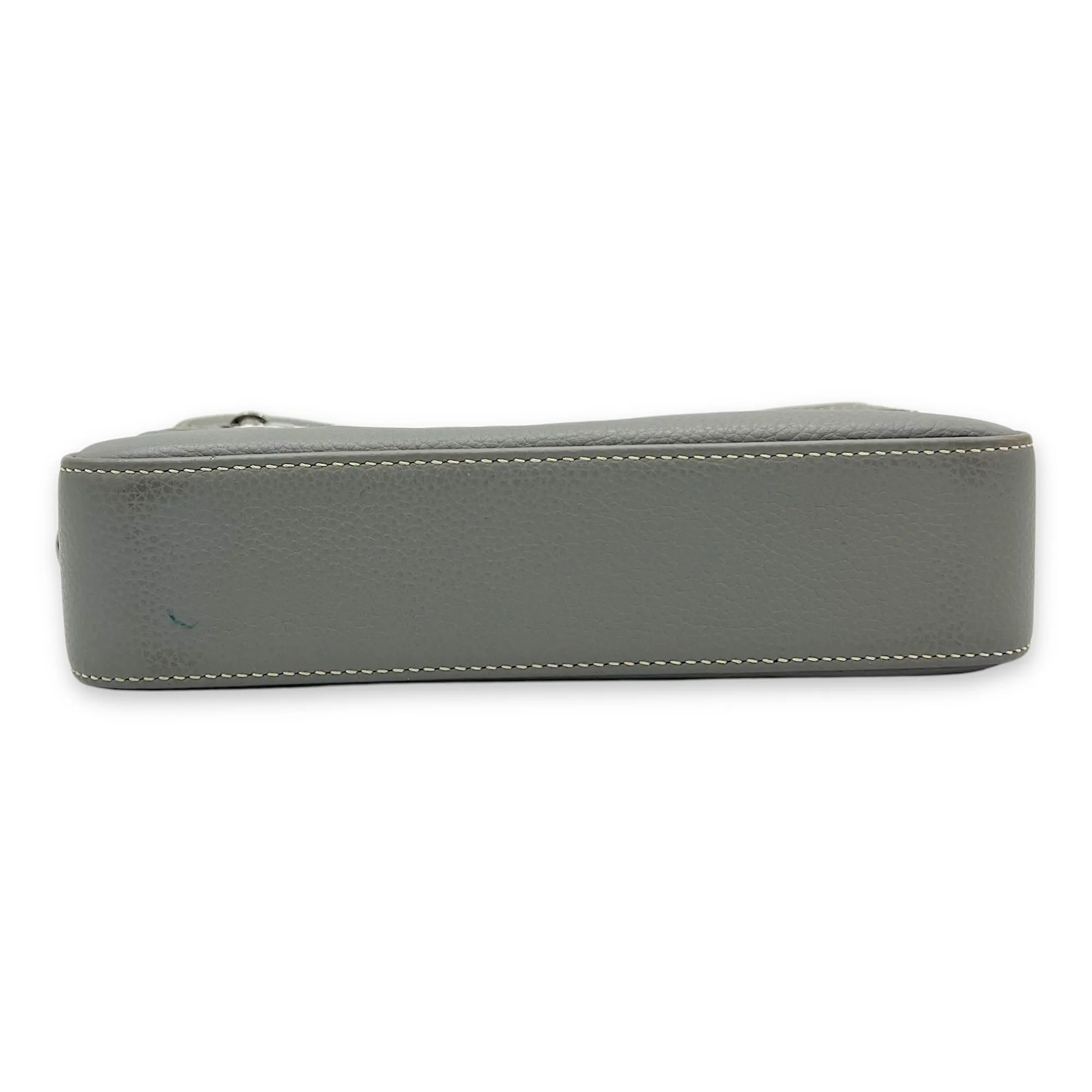 Safari Grey Messenger bag in Calfskin, Silver hardware